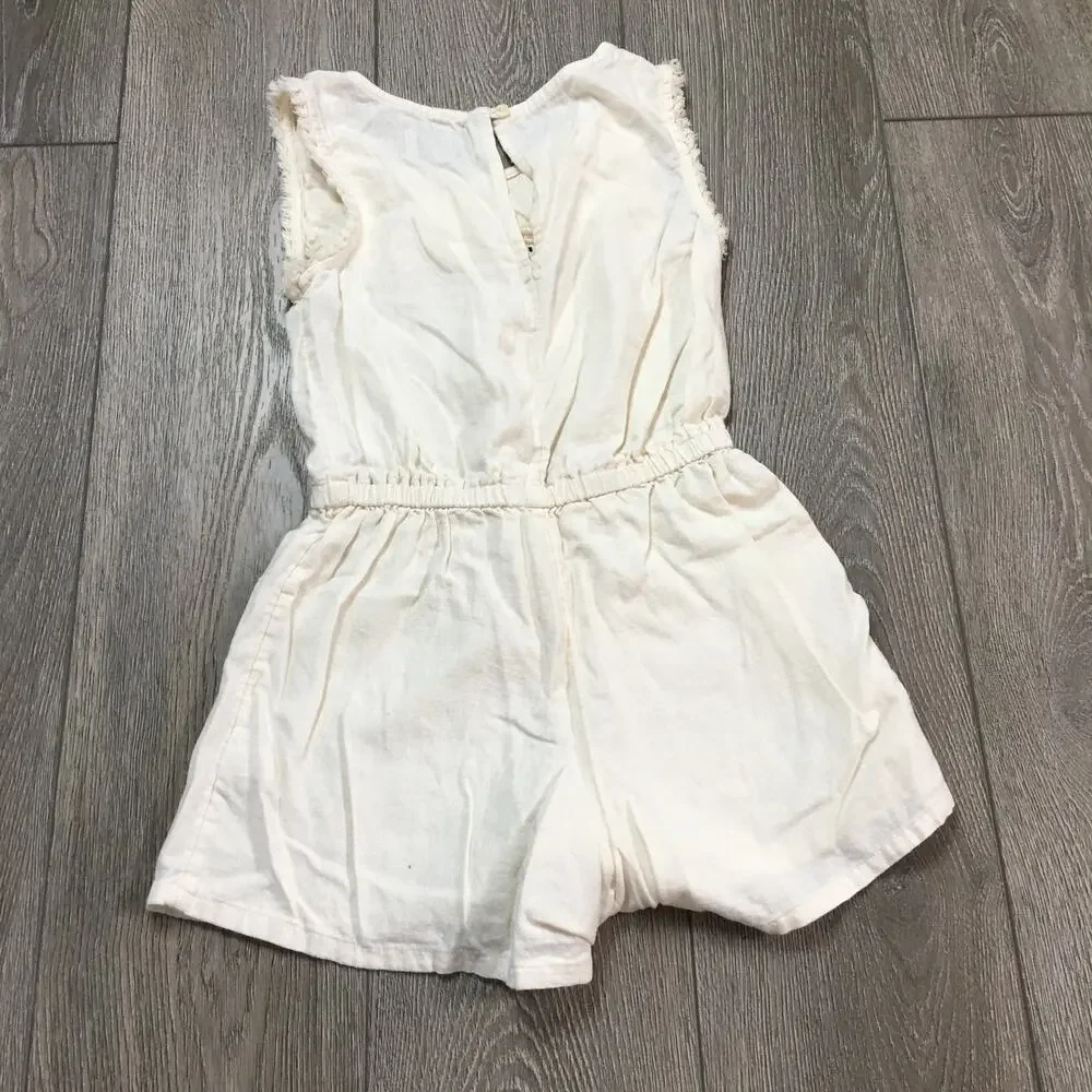 EUC Old Navy Sleeveless Crochet Romper Cream Girls M 8